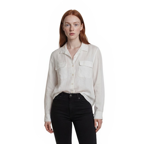Brooks Brothers Tops - Brooks Brothers Top Blouse Women's Size 8 White 100% Irish Linen Camp Collar